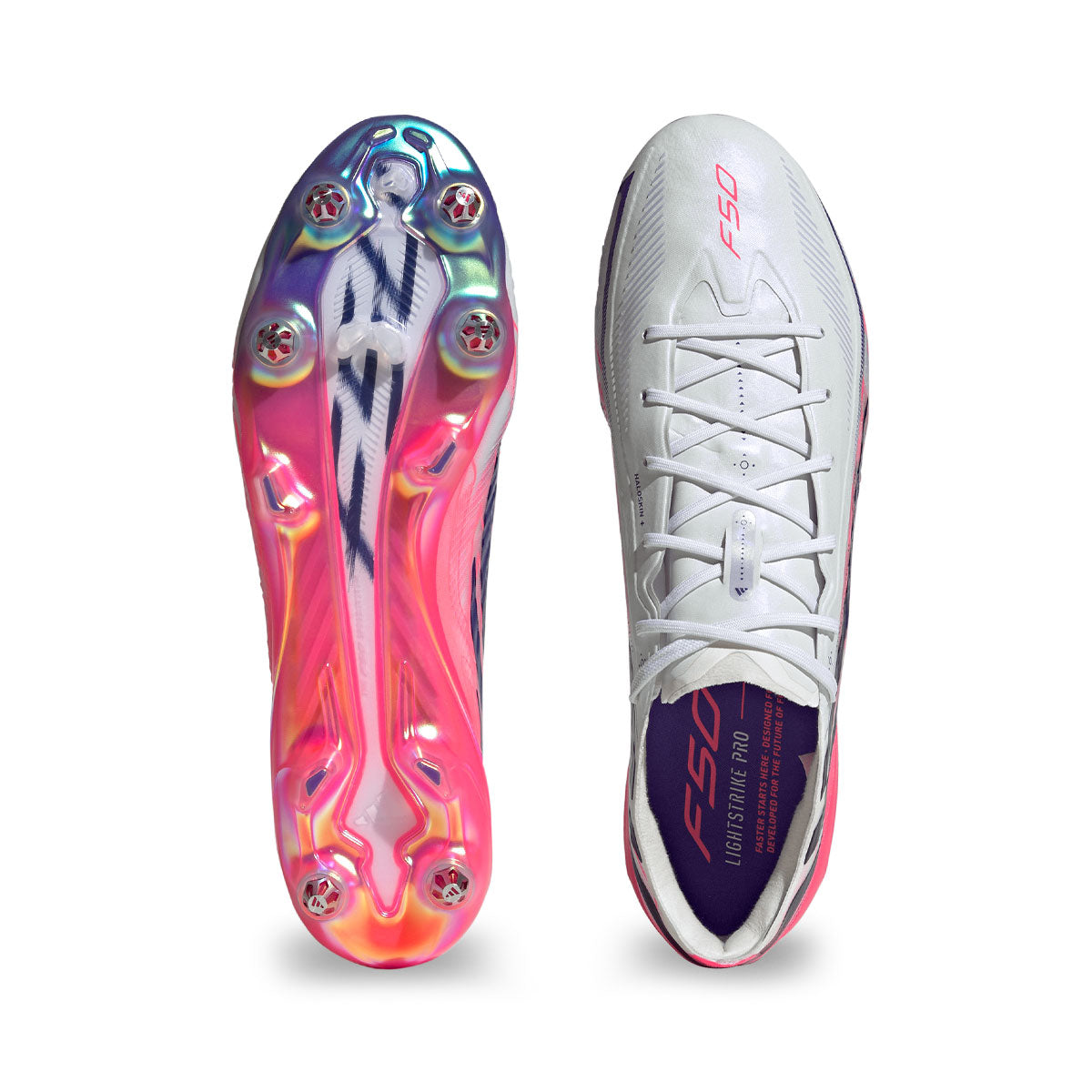 ADIDAS F50 HYPERFAST ELITE SG - FTWR WHITE/SOLAR PURPLE/SOLAR TURBO