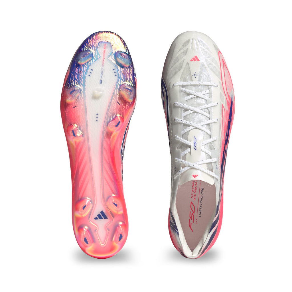 ADIDAS F50 HYPERFAST EVO FG - FTWR WHITE/SOLAR PURPLE/SOLAR TURBO