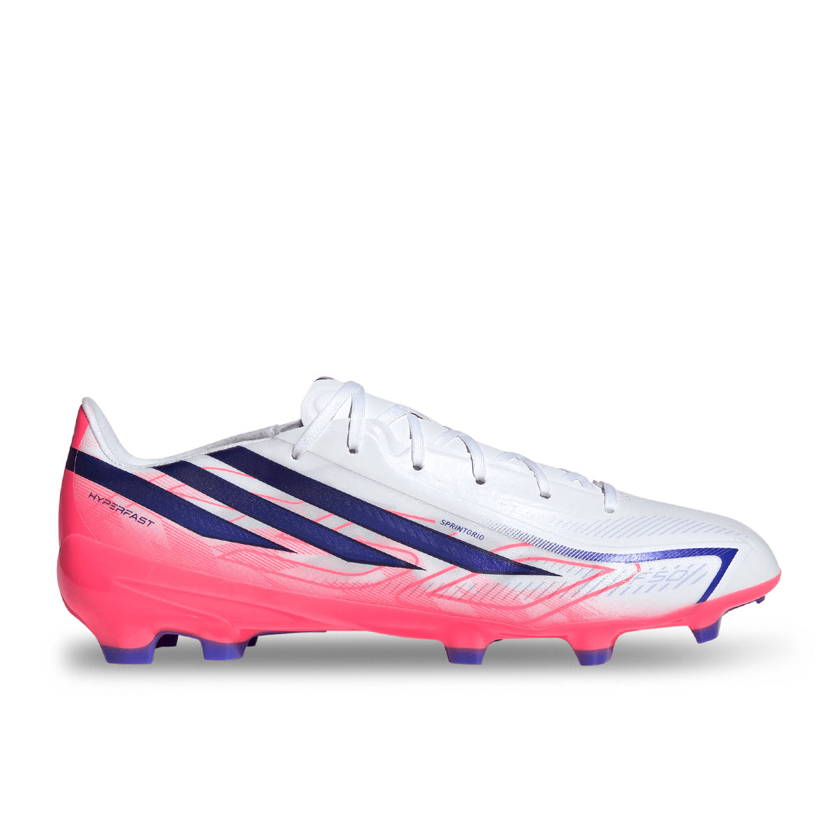 ADIDAS F50 HYPERFAST LEAGUE FG - FTWR WHITE/SOLAR PURPLE/SOLAR TURBO