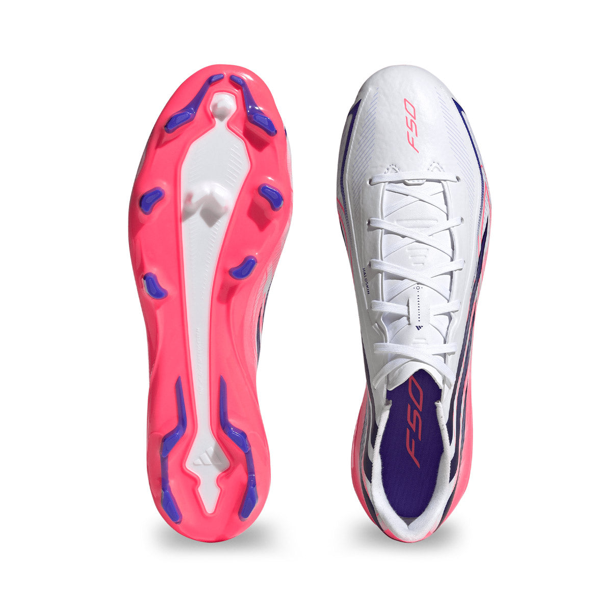 ADIDAS F50 HYPERFAST LEAGUE FG - FTWR WHITE/SOLAR PURPLE/SOLAR TURBO