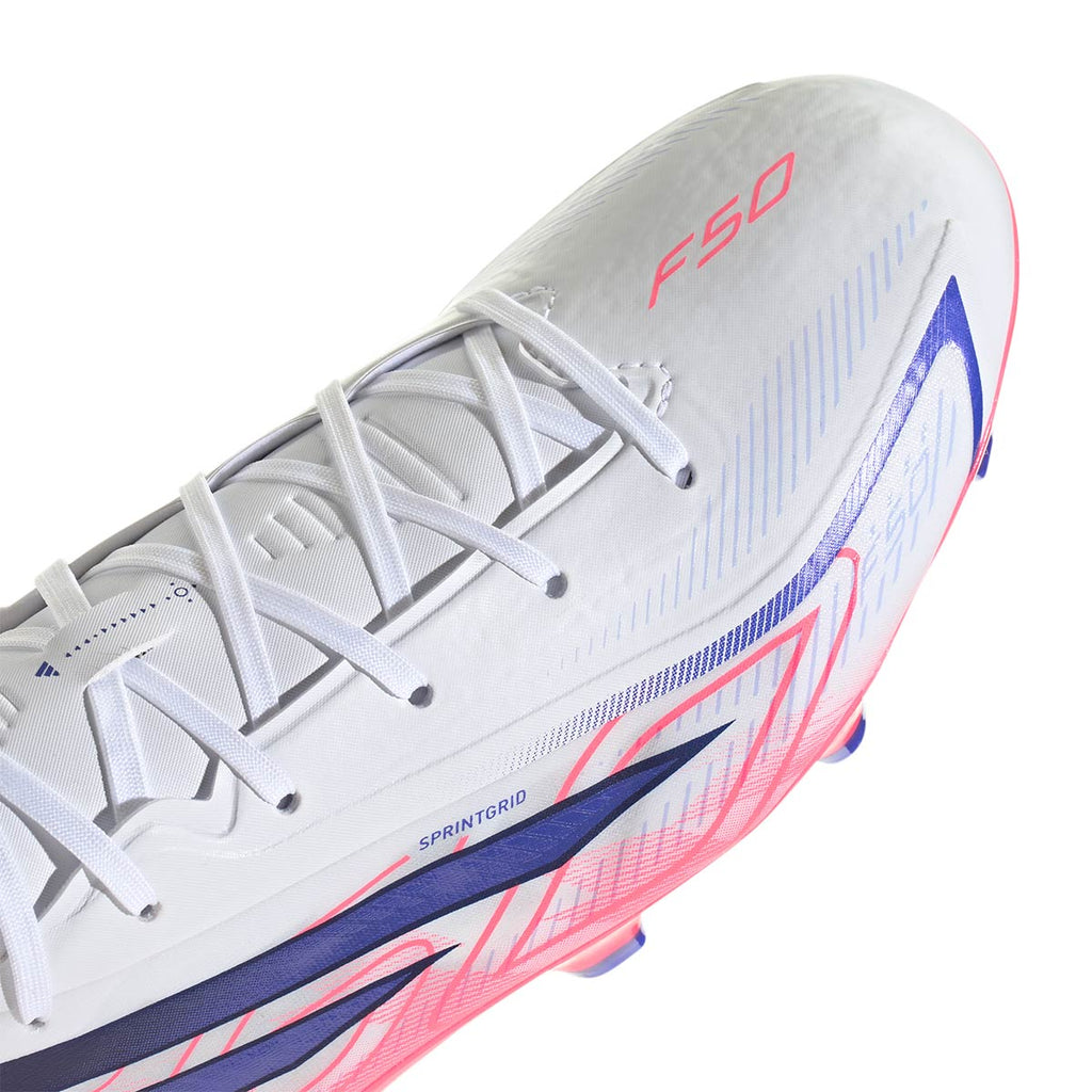 ADIDAS F50 HYPERFAST LEAGUE FG - FTWR WHITE/SOLAR PURPLE/SOLAR TURBO