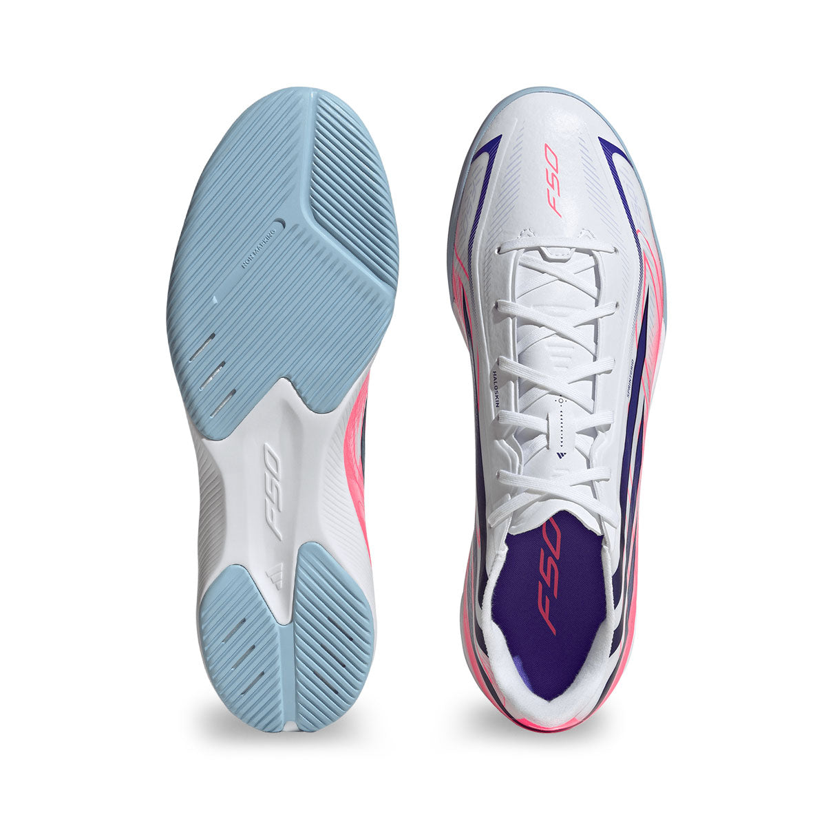ADIDAS F50 HYPERFAST LEAGUE IN - FTWR WHITE/SOLAR PURPLE/SOLAR TURBO