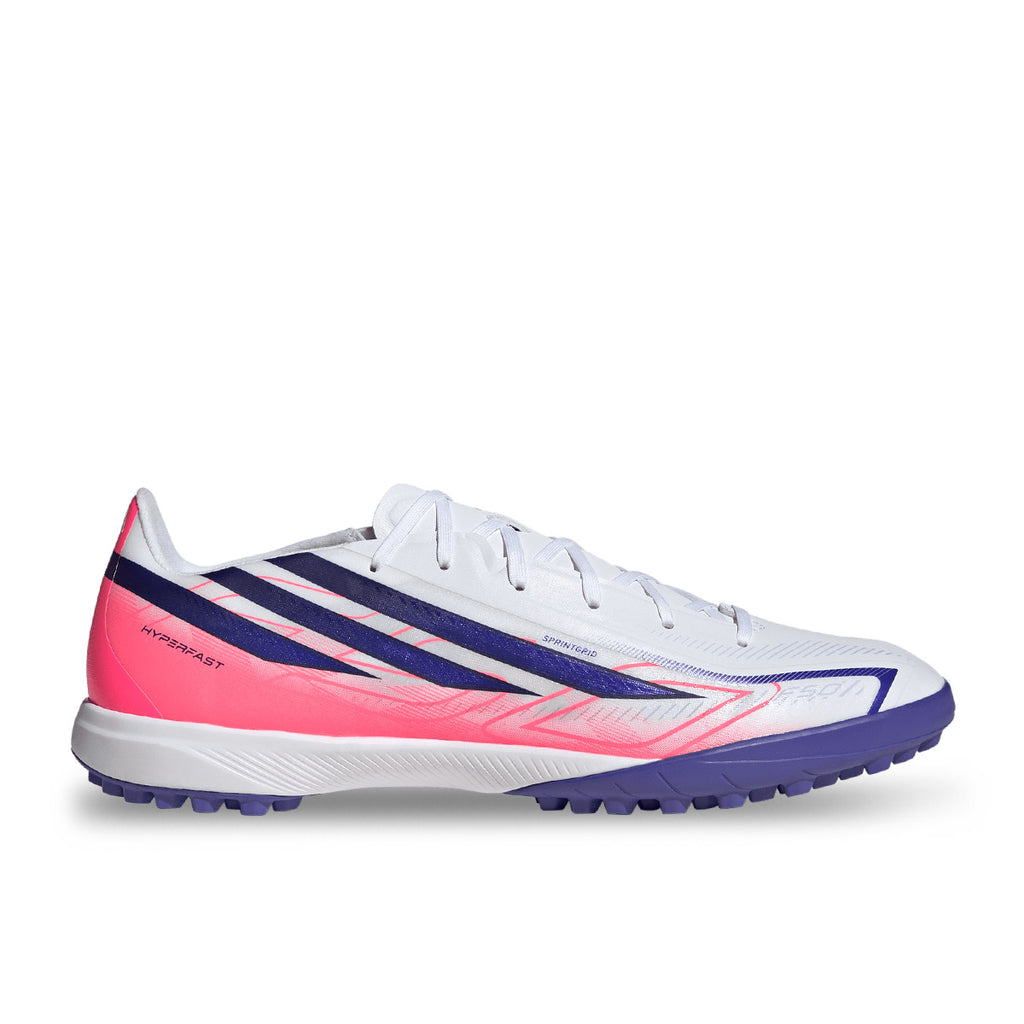 ADIDAS F50 HYPERFAST LEAGUE TF - FTWR WHITE/SOLAR PURPLE/SOLAR TURBO