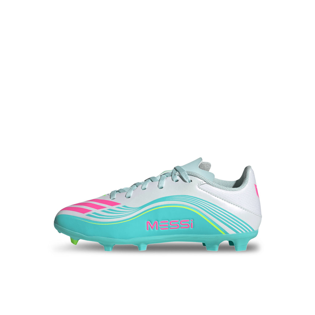 ADIDAS F50 MESSI LEAGUE FG/MG J - FTWR WHITE/LUCID PINK/FLASH AQUA