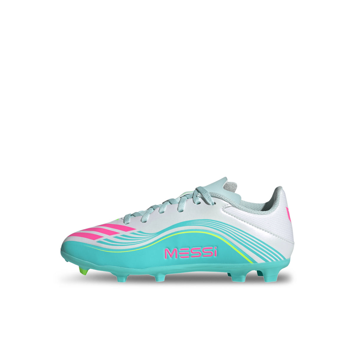ADIDAS F50 MESSI LEAGUE FG/MG J - FTWR WHITE/LUCID PINK/FLASH AQUA