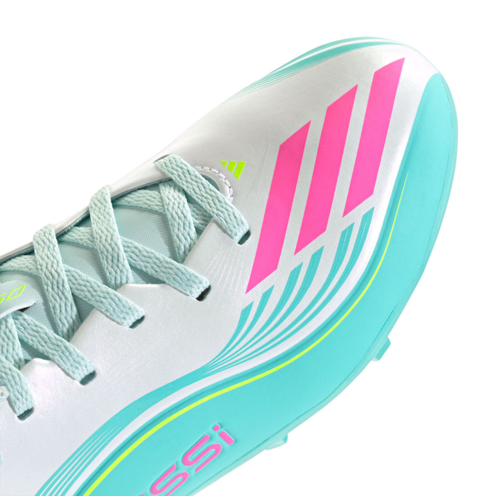ADIDAS F50 MESSI LEAGUE FG/MG J - FTWR WHITE/LUCID PINK/FLASH AQUA