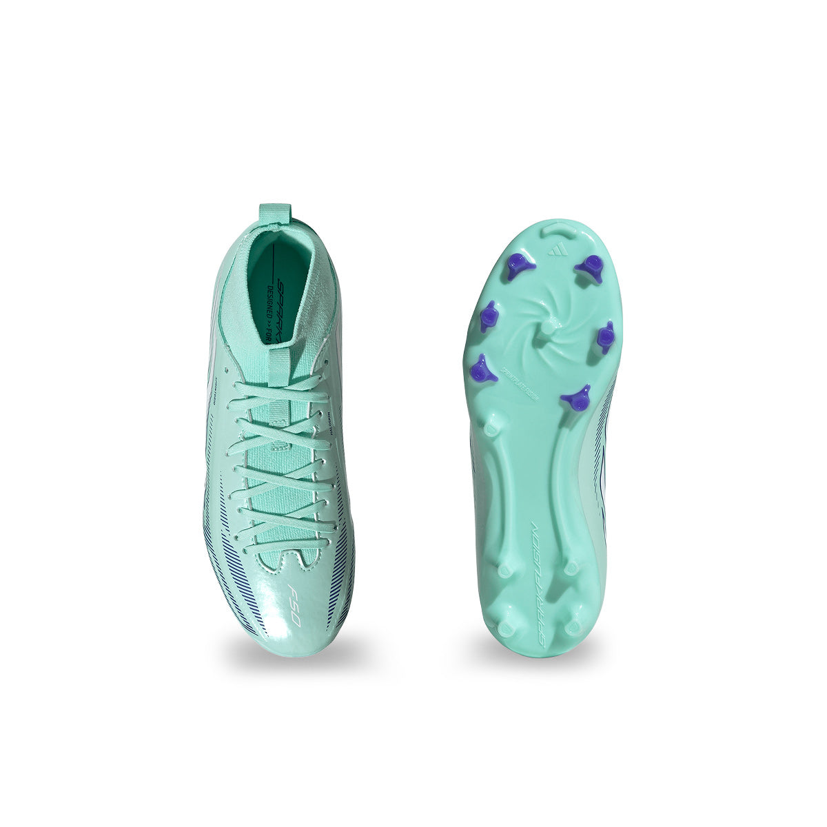 ADIDAS F50 SPARKFUSION LEAGUE FG/AG J - CLEAR MINT/FTWR WHITE/SOLAR PURPLE