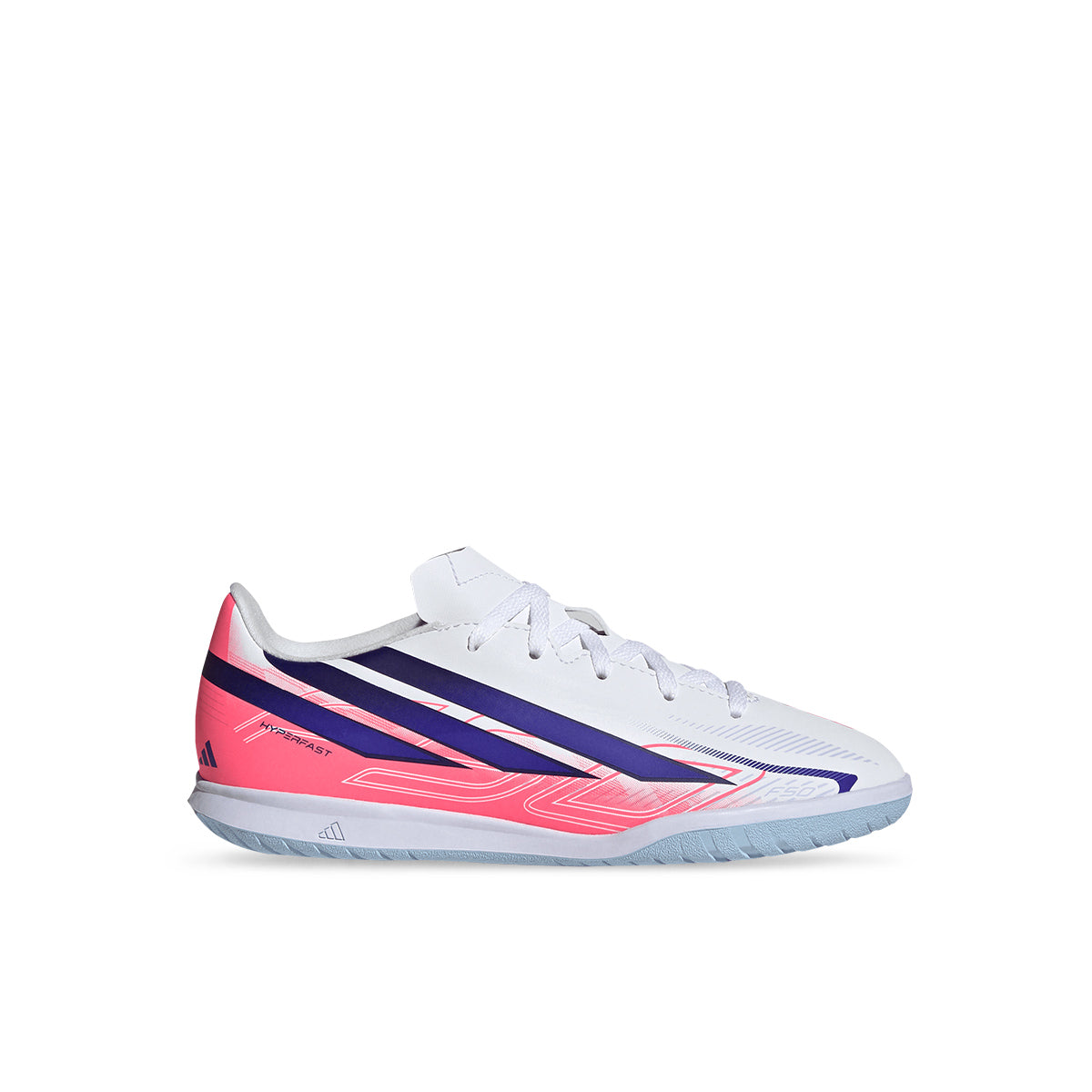 ADIDAS F50 HYPERFAST CLUB IN J - FTWR WHITE/SOLAR PURPLE/SOLAR TURBO