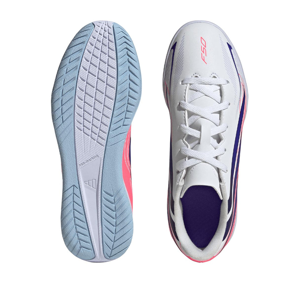 ADIDAS F50 HYPERFAST CLUB IN J - FTWR WHITE/SOLAR PURPLE/SOLAR TURBO