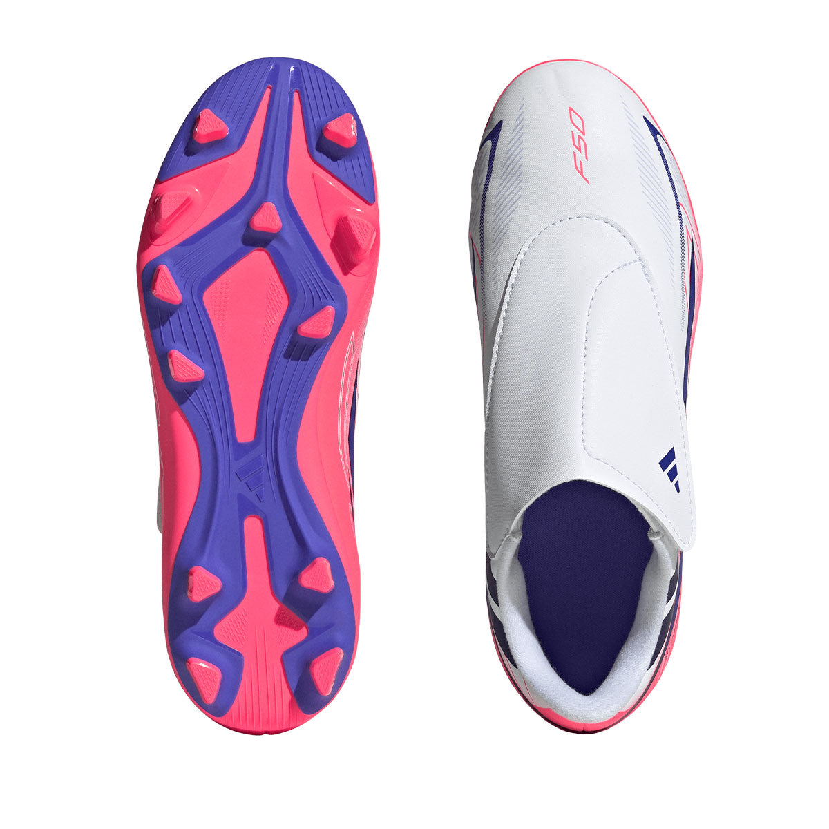 ADIDAS F50 HYPERFAST CLUB VEL FG/MG J - FTWR WHITE/SOLAR PURPLE/SOLAR TURBO