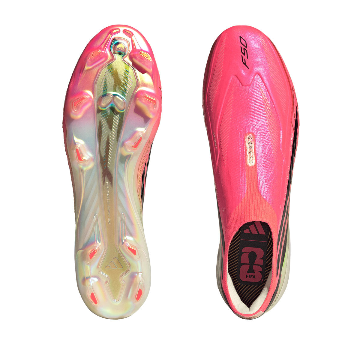 ADIDAS F50 HYPERFAST ELITE LACELESS FG - SOLAR TURBO/CORE BLACK/GOLD MET