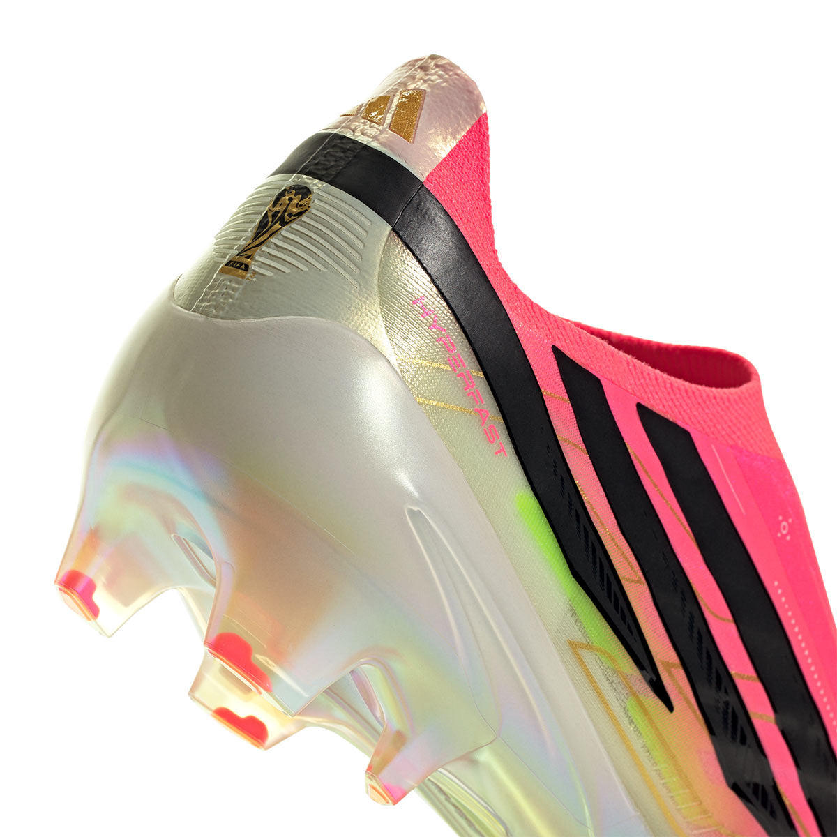 ADIDAS F50 HYPERFAST ELITE LACELESS FG - SOLAR TURBO/CORE BLACK/GOLD MET