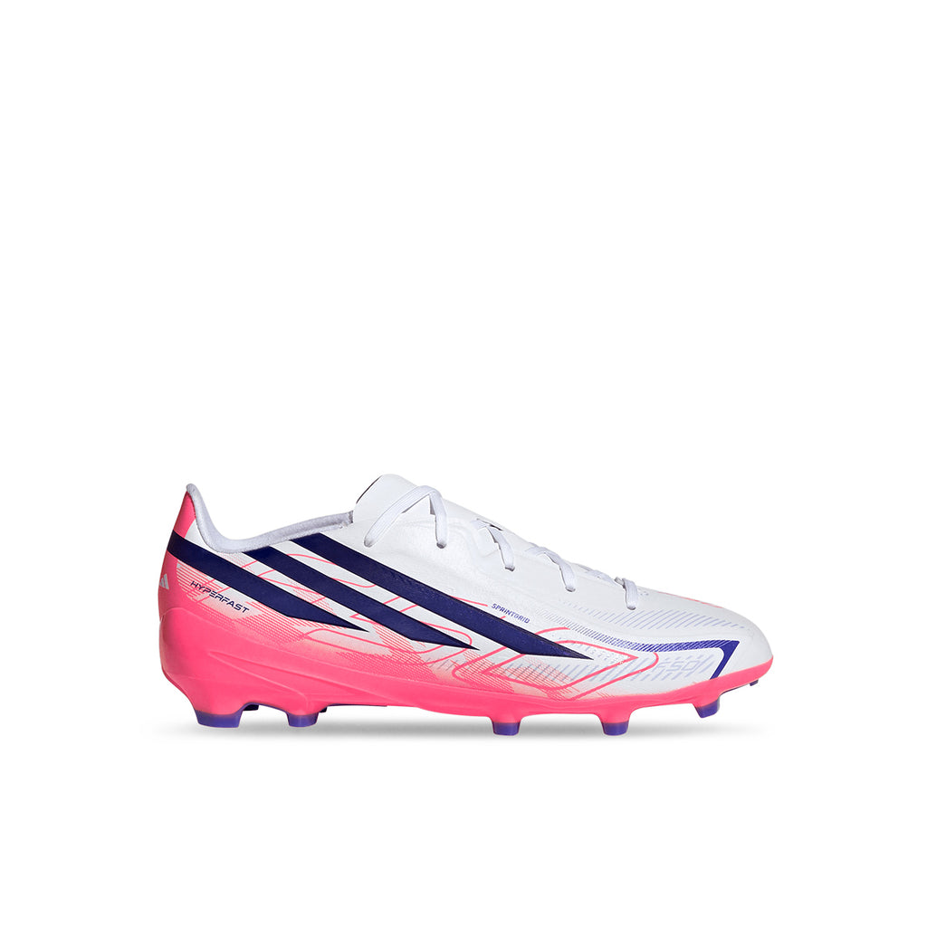 ADIDAS F50 HYPERFAST LEAGUE FG J - FTWR WHITE/SOLAR PURPLE/SOLAR TURBO