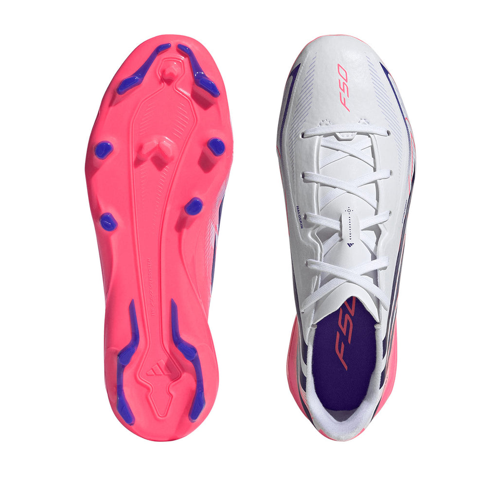 ADIDAS F50 HYPERFAST LEAGUE FG J - FTWR WHITE/SOLAR PURPLE/SOLAR TURBO