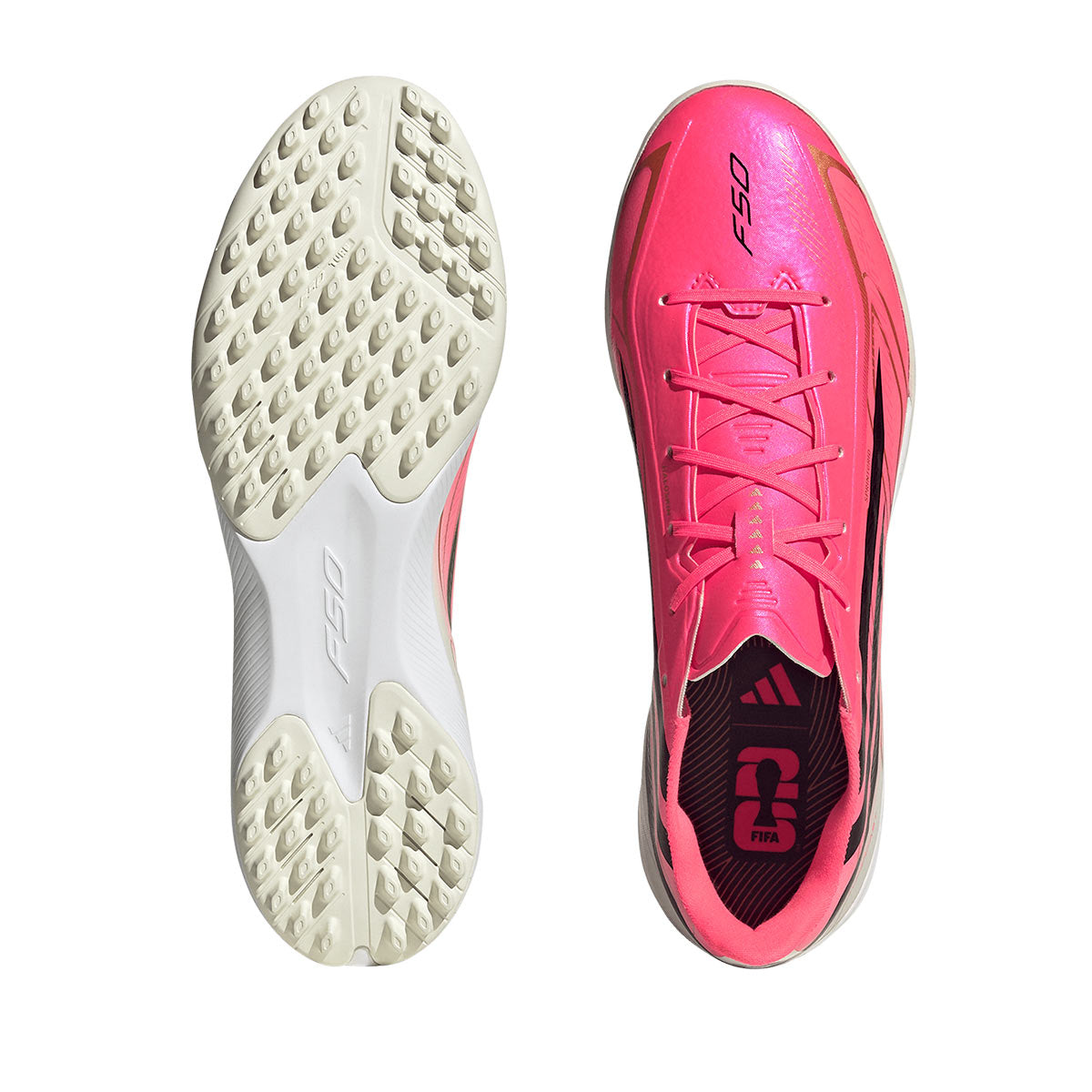 ADIDAS F50 HYPERFAST LEAGUE TF - SOLAR TURBO/CORE BLACK/GOLD MET