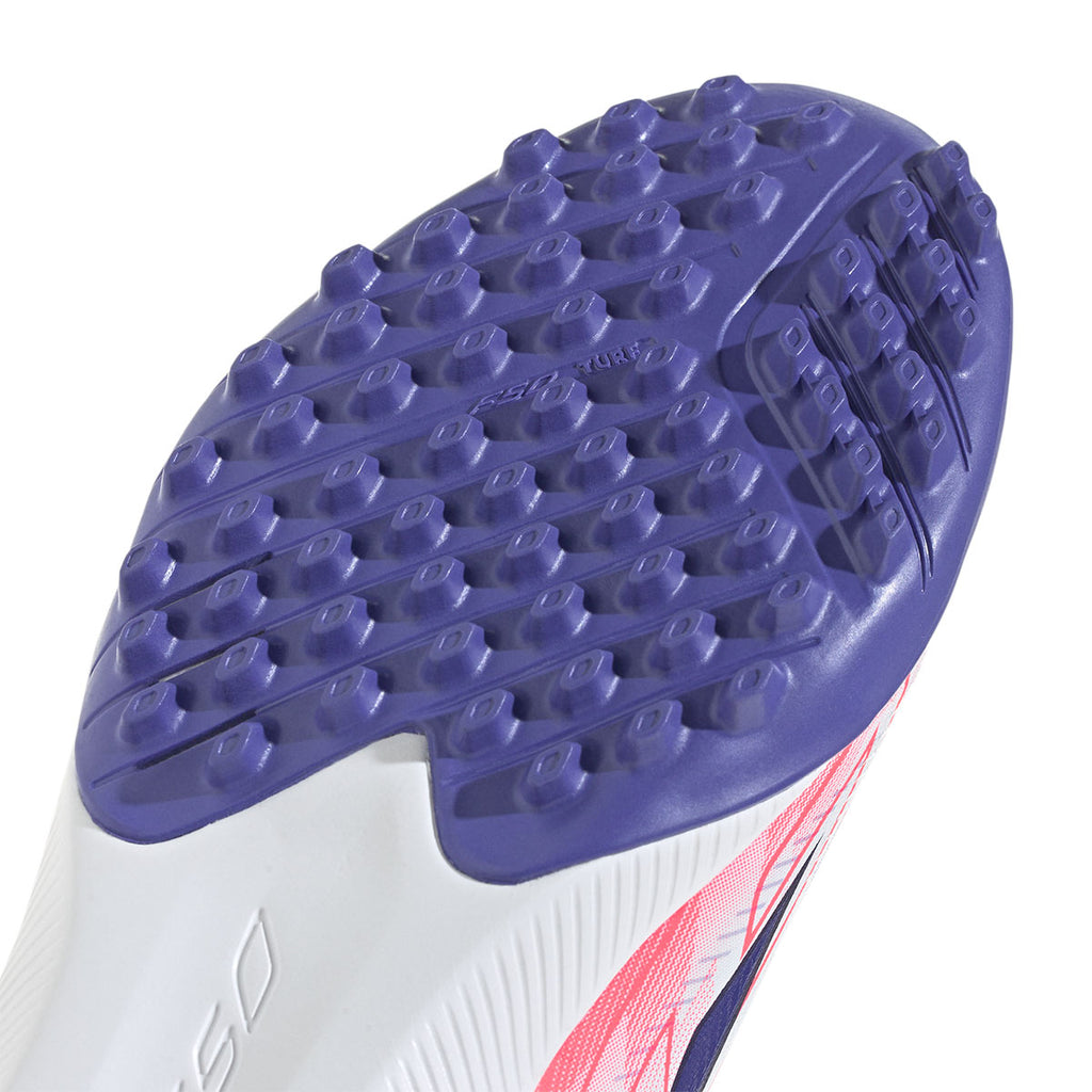 ADIDAS F50 HYPERFAST LEAGUE TF J - FTWR WHITE/SOLAR PURPLE/SOLAR TURBO