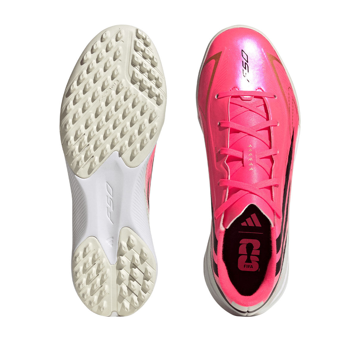 ADIDAS F50 HYPERFAST LEAGUE TF J - SOLAR TURBO/CORE BLACK/GOLD MET
