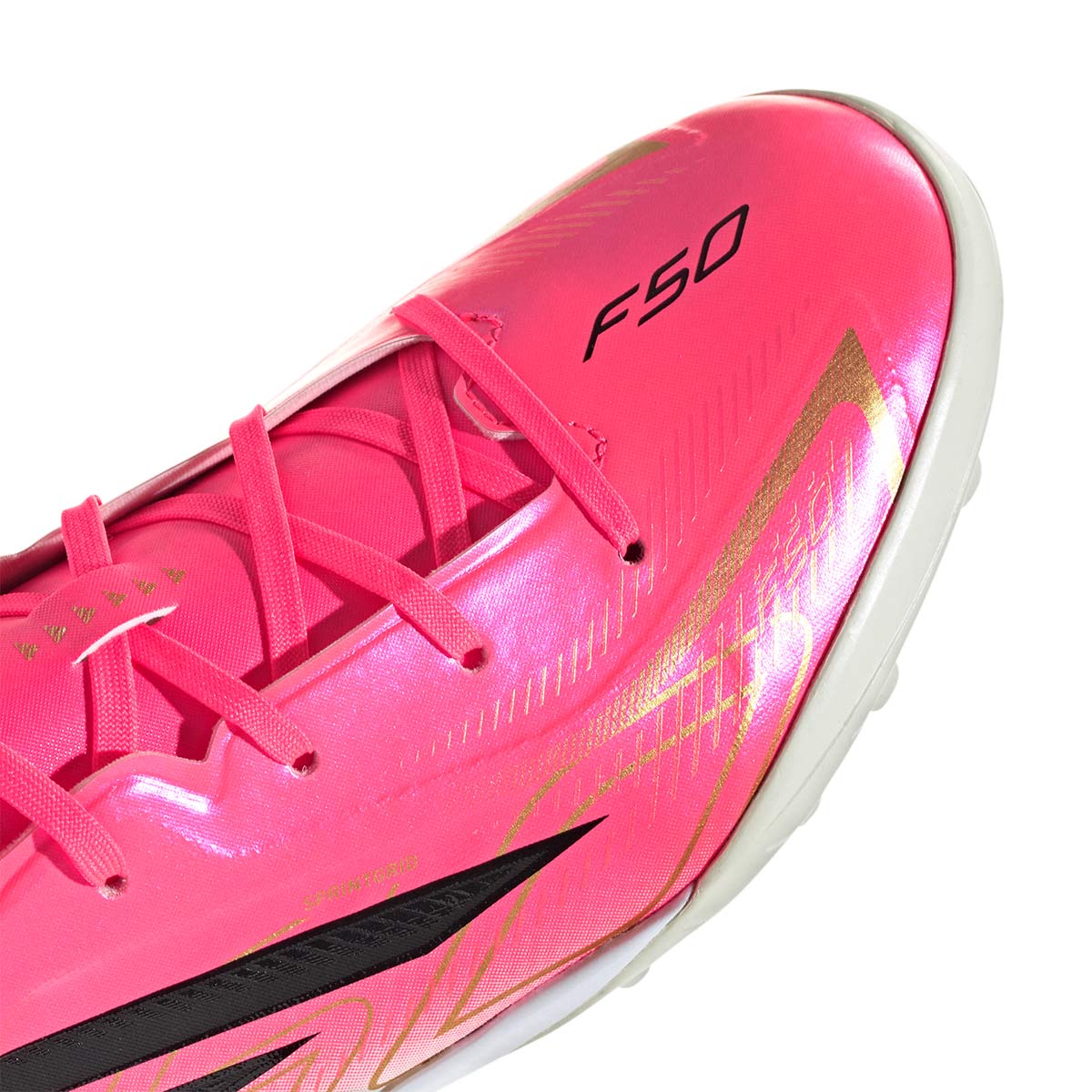 ADIDAS F50 HYPERFAST LEAGUE TF J - SOLAR TURBO/CORE BLACK/GOLD MET
