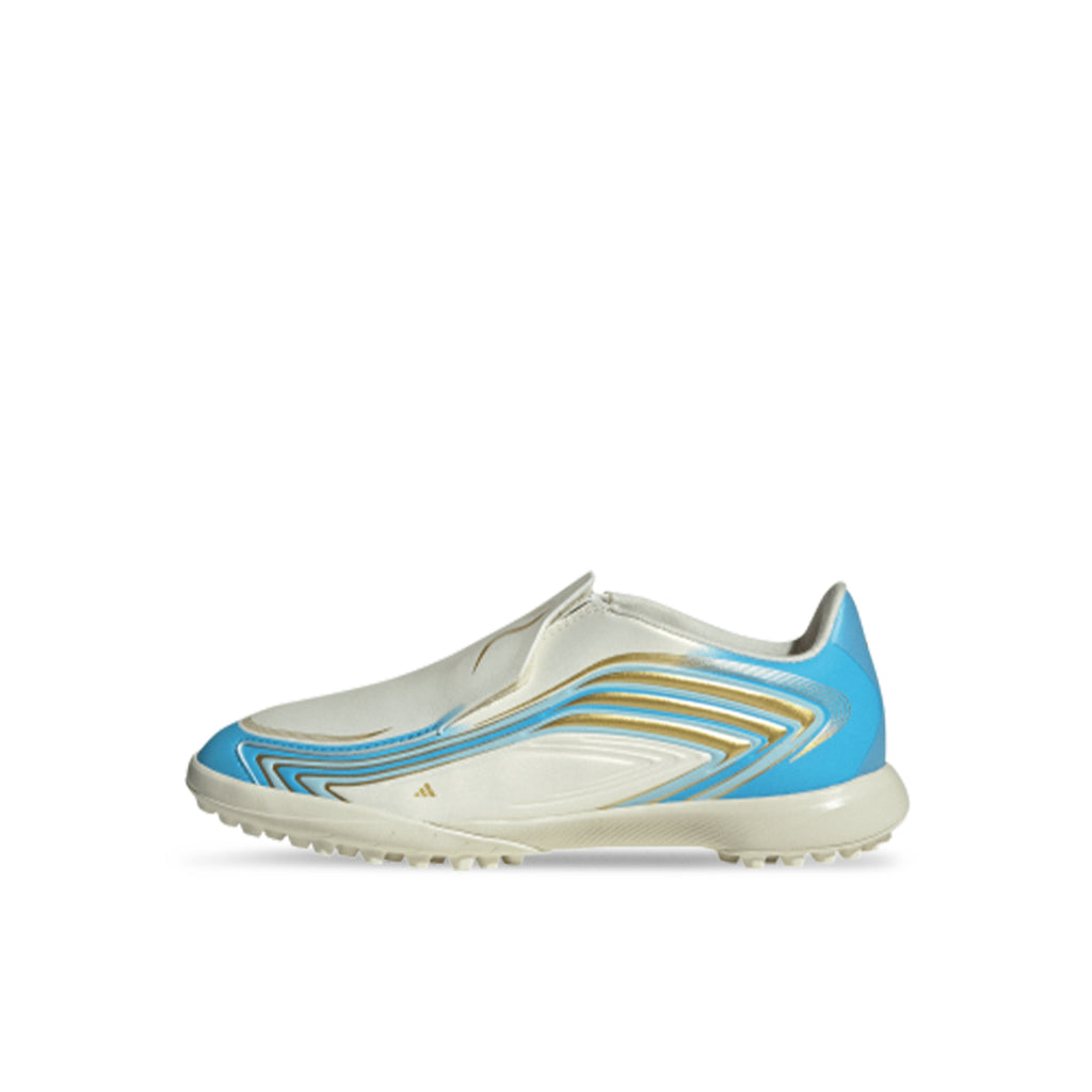ADIDAS F50 MESSI LEAGUE LACELESS TF J - IVORY/SEMI BLUE BURST/ICEY BLUE