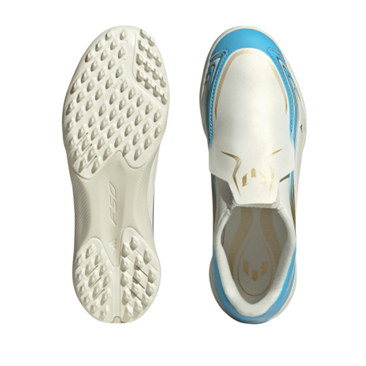 ADIDAS F50 MESSI LEAGUE LACELESS TF J - IVORY/SEMI BLUE BURST/ICEY BLUE
