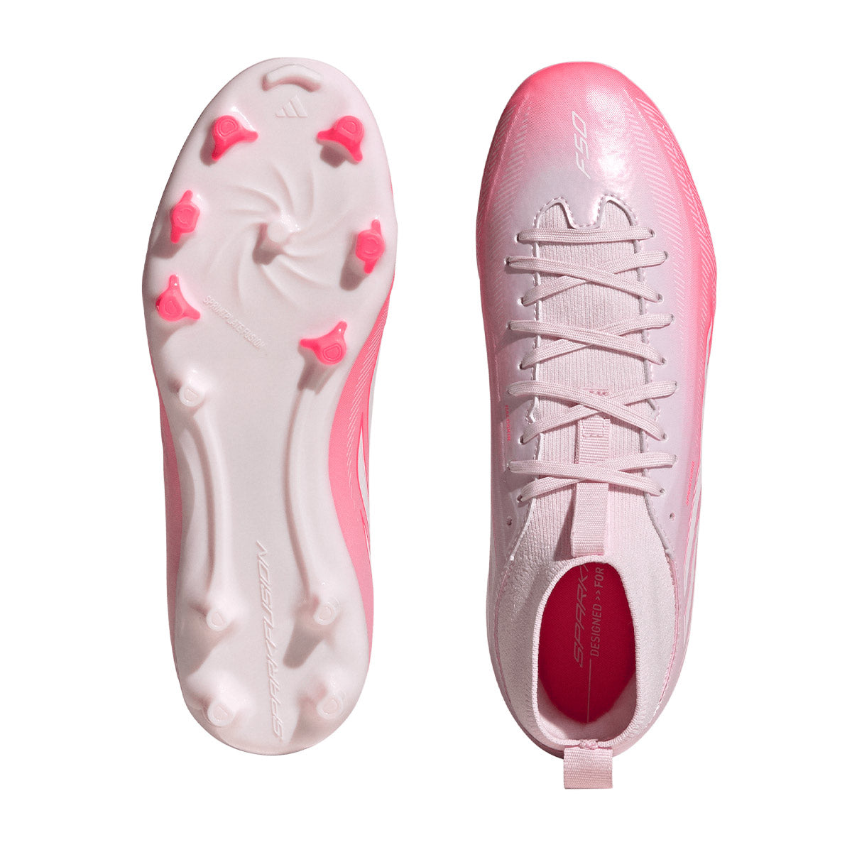 ADIDAS F50 SPARKFUSION LEAGUE FG/AG J - SOLAR TURBO/FTWR WHITE/DISTILLED PINK