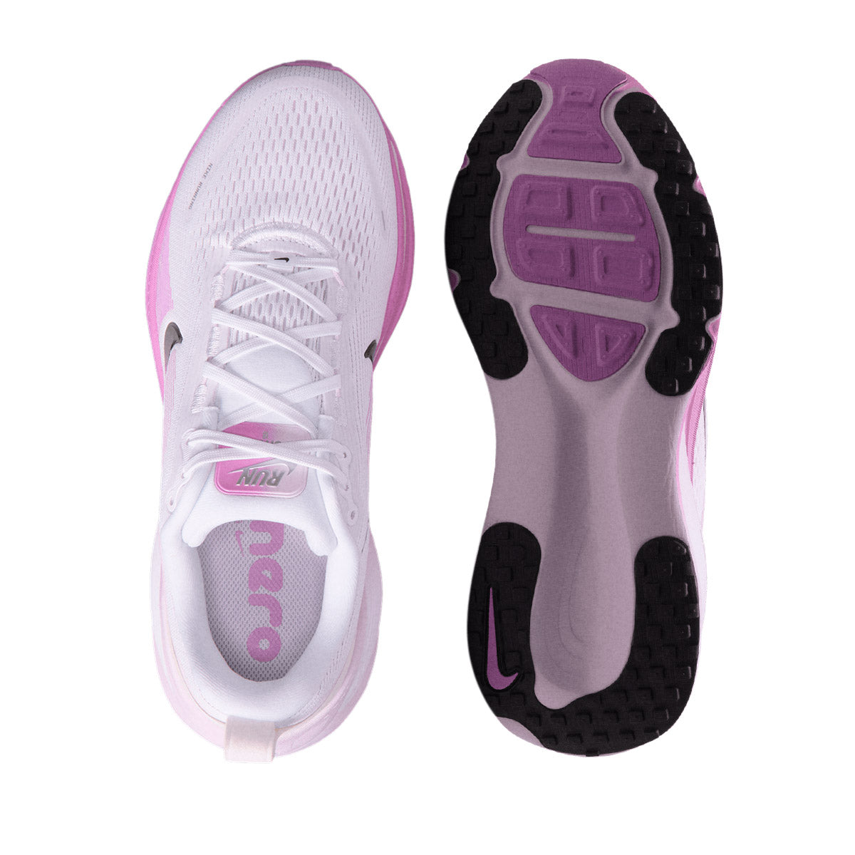 NIKE WOMEN VOMERO 18 - WHITE/BLACK/BLEACHEDLILAC/LTMAGENTA