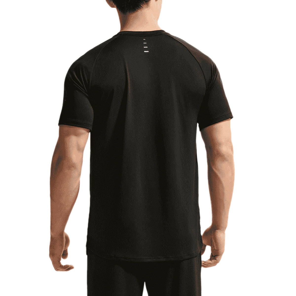 NIKE MEN STRIDE RUNNING SHORT SLEEVE TOP  - BLACK/REFLECTIVESILV