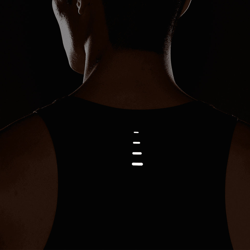 NIKE MEN STRIDE RUNNING TANK TOP - BLACK/REFLECTIVESILV
