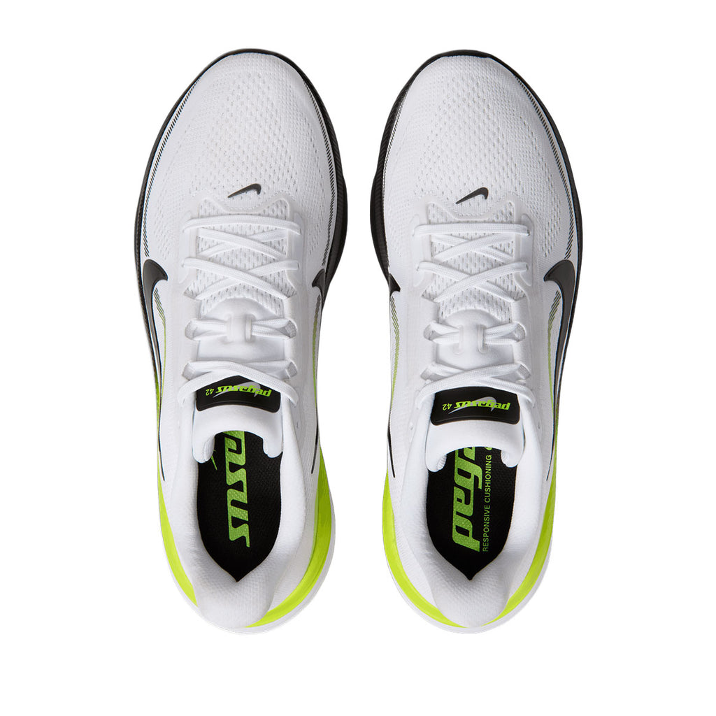 NIKE MEN AIR ZOOM PEGASUS 42 - WHITE/BLACK/LEMONVENOM/WHITE