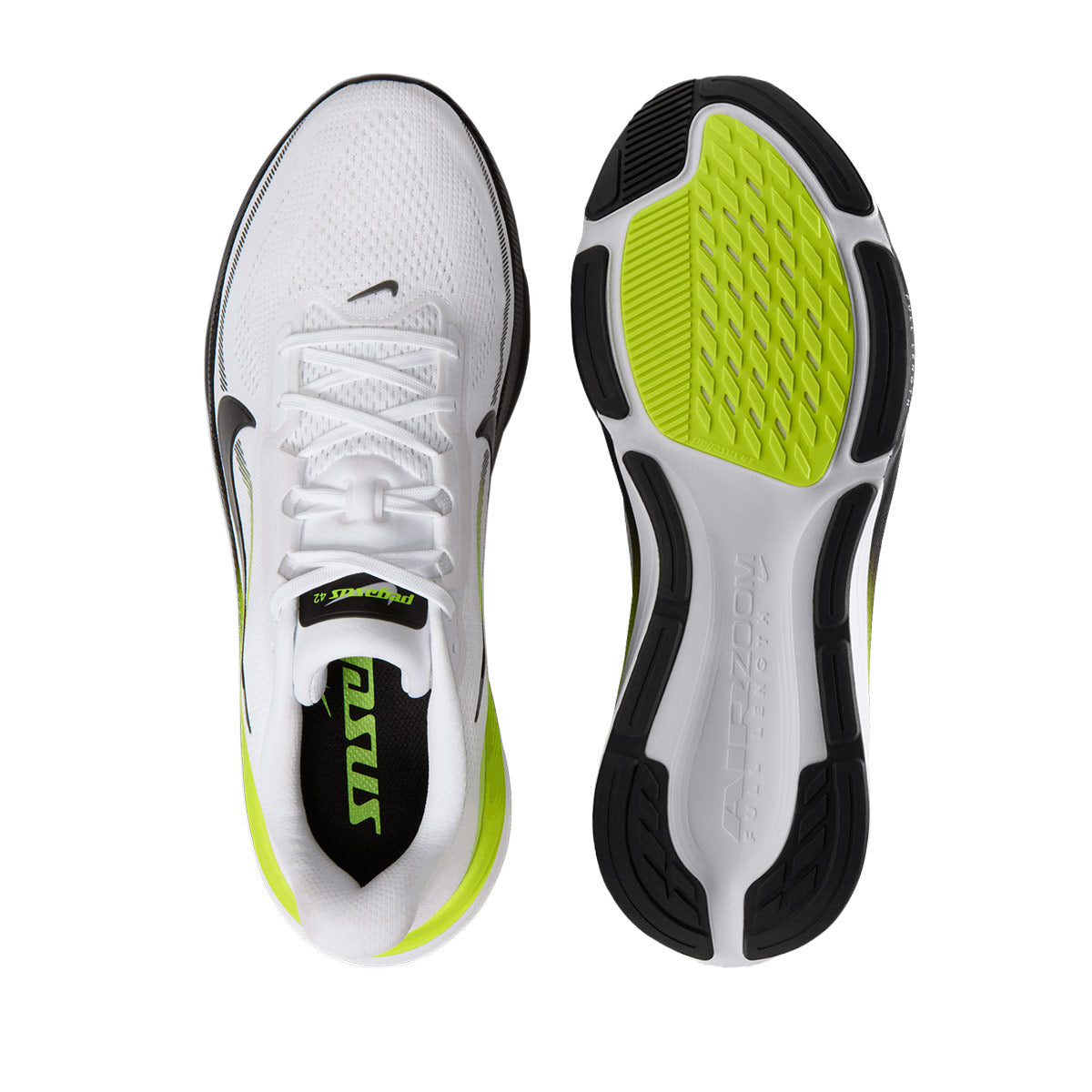 NIKE MEN AIR ZOOM PEGASUS 42 - WHITE/BLACK/LEMONVENOM/WHITE
