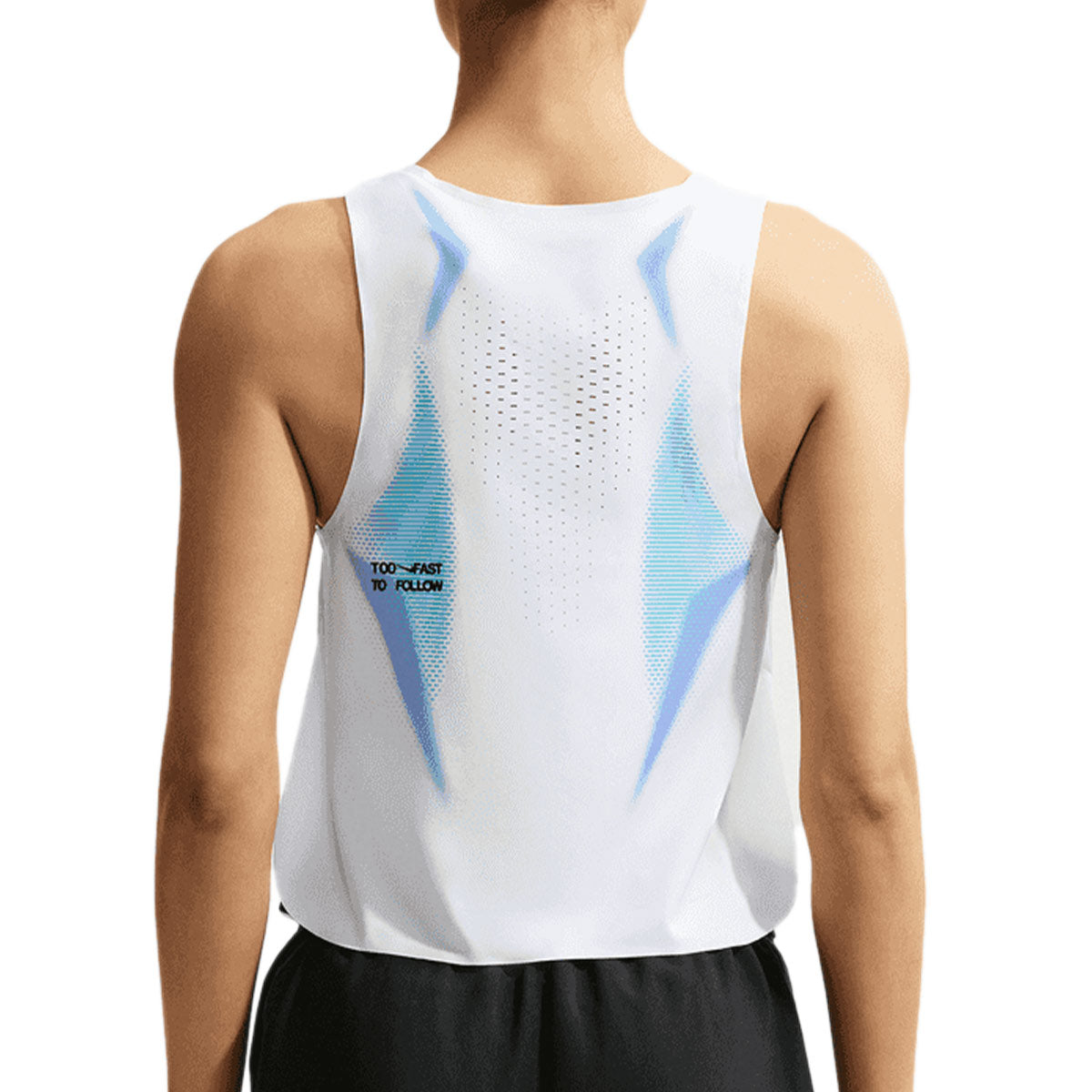 NIKE WOMEN AEROSWIFT CROP TANK - WHITE/BLACK/BLACK