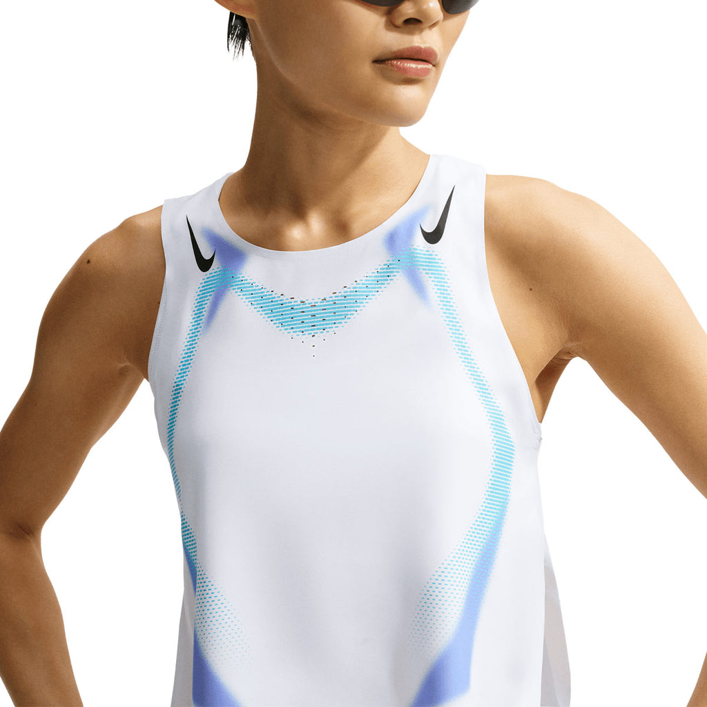 NIKE WOMEN AEROSWIFT CROP TANK - WHITE/BLACK/BLACK