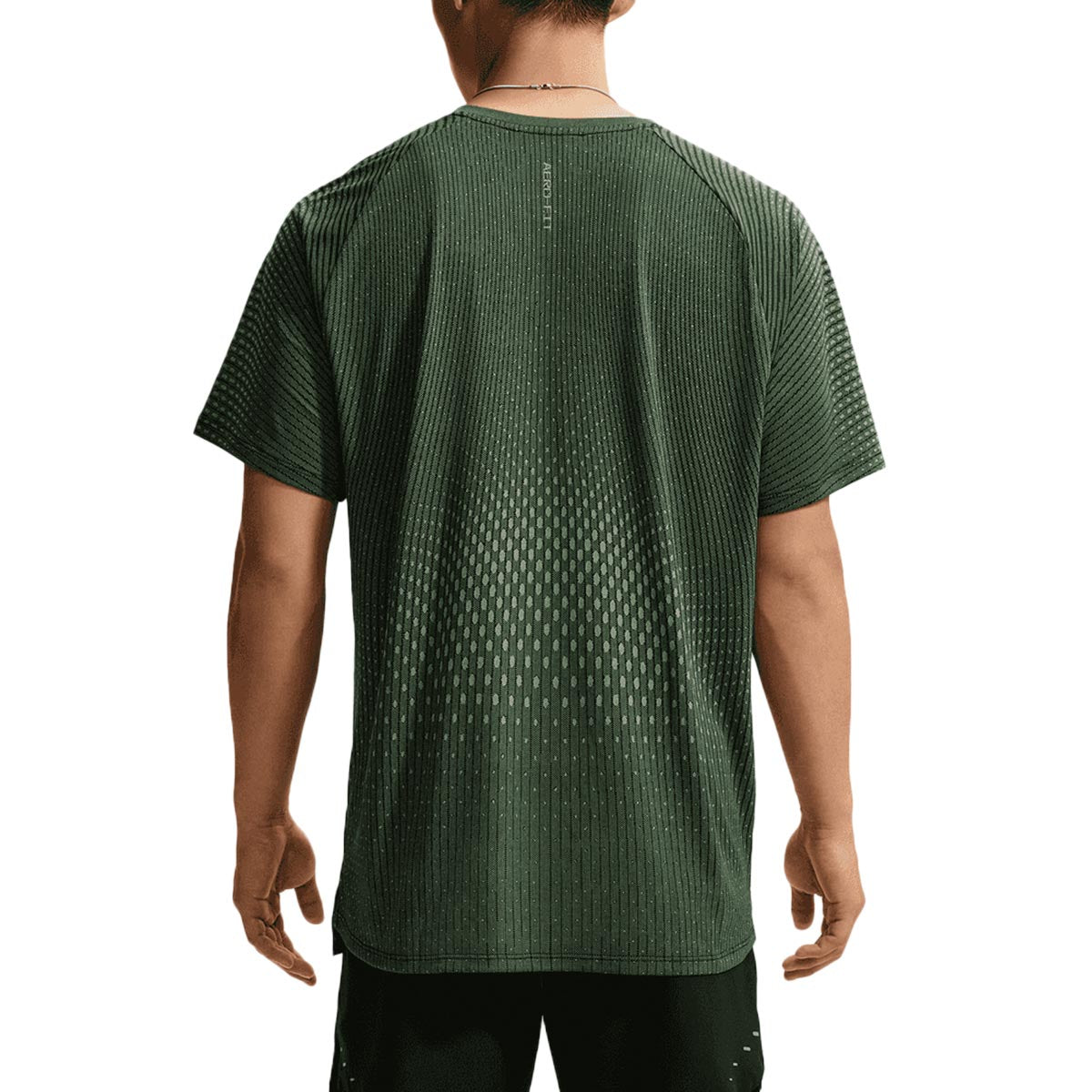 NIKE MEN AERO FIT SHORT SLEEVE RUNNING TOP - BLACK/VOLTAGEGREEN/REFLECTIVESILV