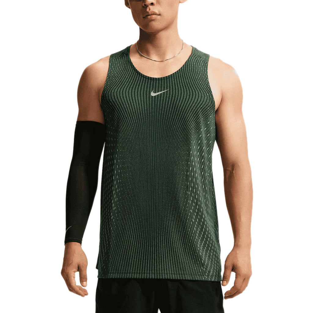 NIKE MEN AERO FIT RUNNING TANK TOP - BLACK/VOLTAGEGREEN/REFLECTIVESILV
