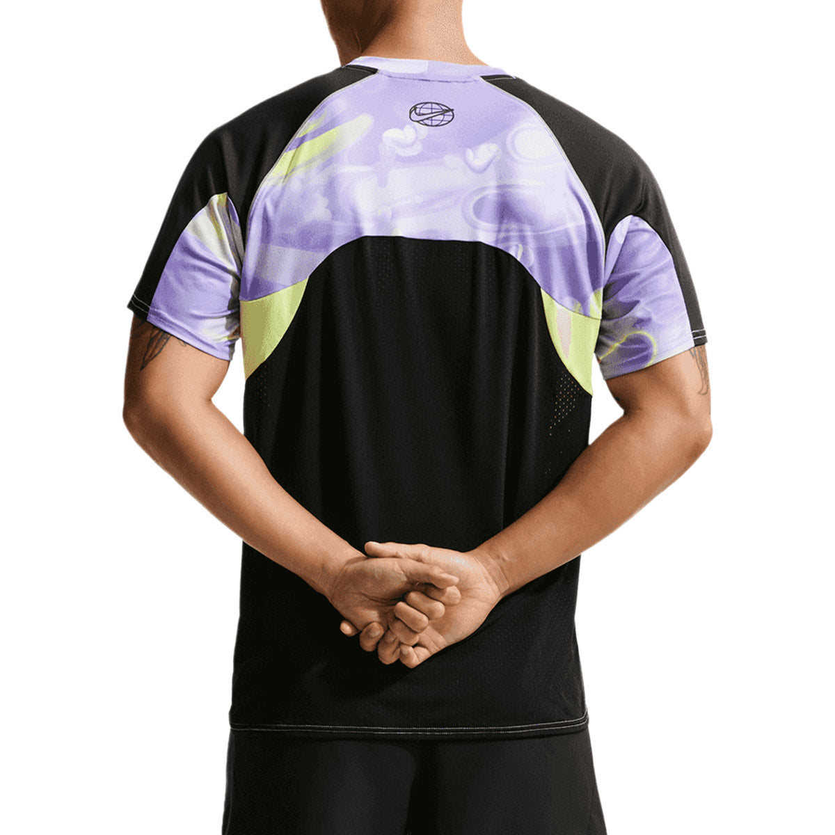 NIKE MEN INLINE DISRUPT SHORT SLEEVE RUNNING TOP - SPACEPURPLE/BLACK/LTLEMONTWIST/BLACK