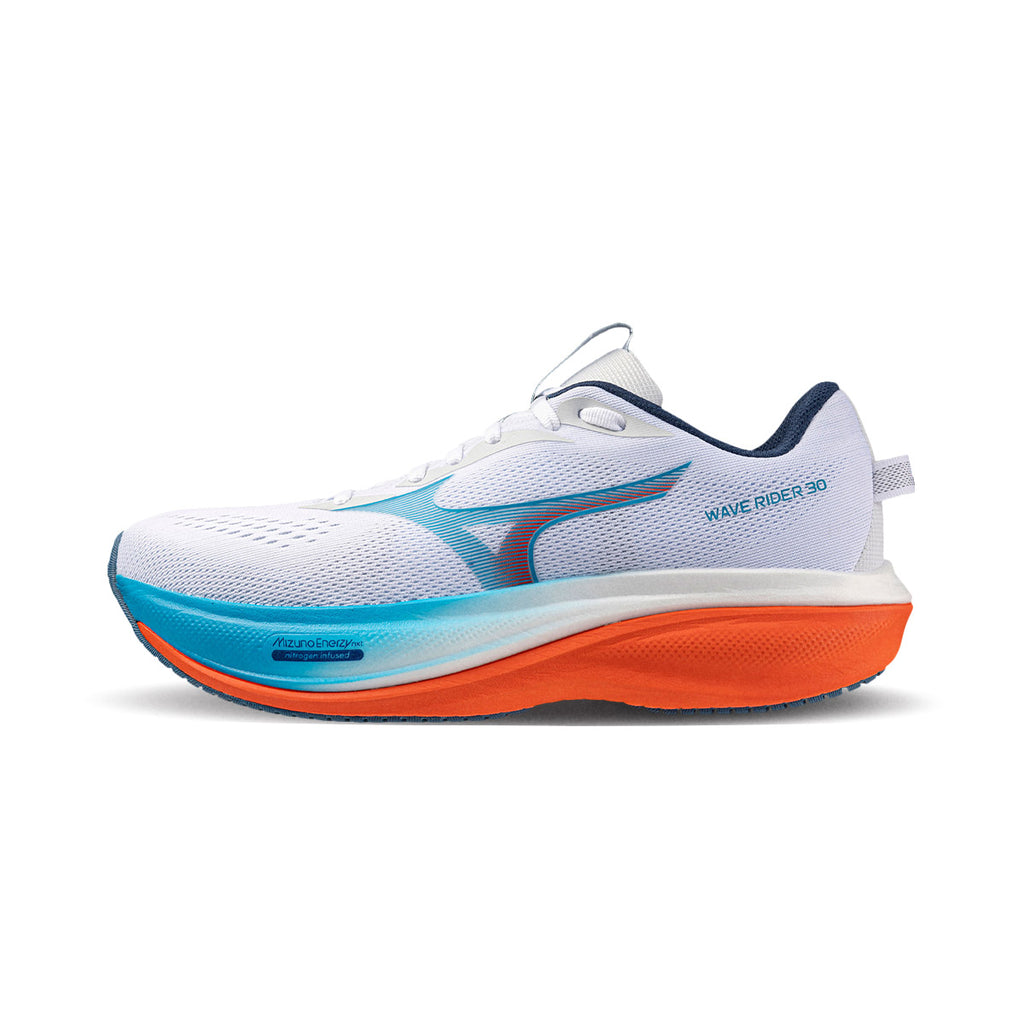 MIZUNO MEN WAVE RIDER 30 2E - WHITE/BLUEJEWEL/ORANGE