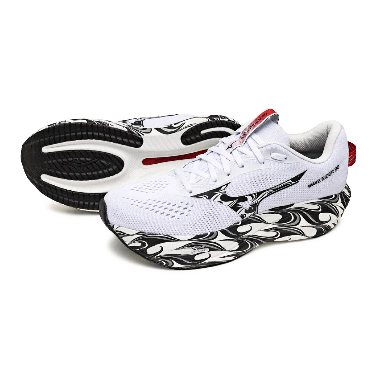 MIZUNO WAVE RIDER 30 DISCLOSURE - WHITE/BLACK/HIGHRISHRED