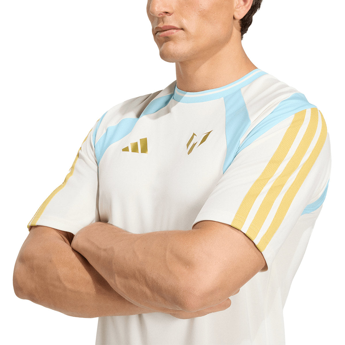 ADIDAS MESSI TRAINING TEE - OFF WHITE/ICE BLUE