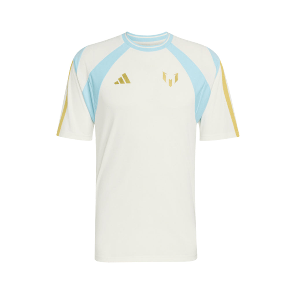 ADIDAS MESSI TRAINING TEE - OFF WHITE/ICE BLUE
