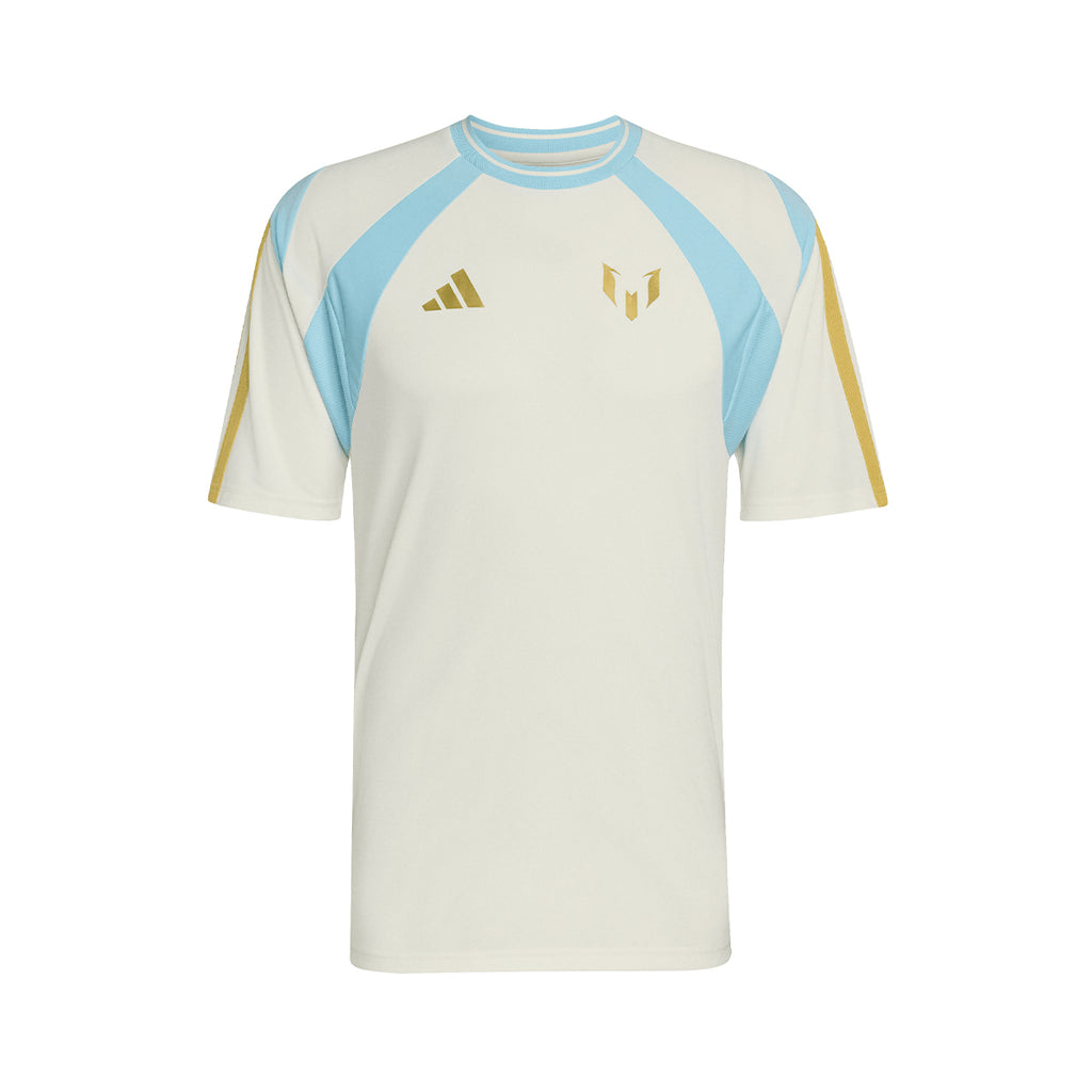 ADIDAS MESSI TRAINING TEE - OFF WHITE/ICE BLUE