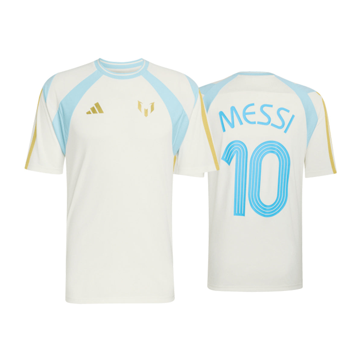 ADIDAS MESSI TRAINING TEE - OFF WHITE/ICE BLUE