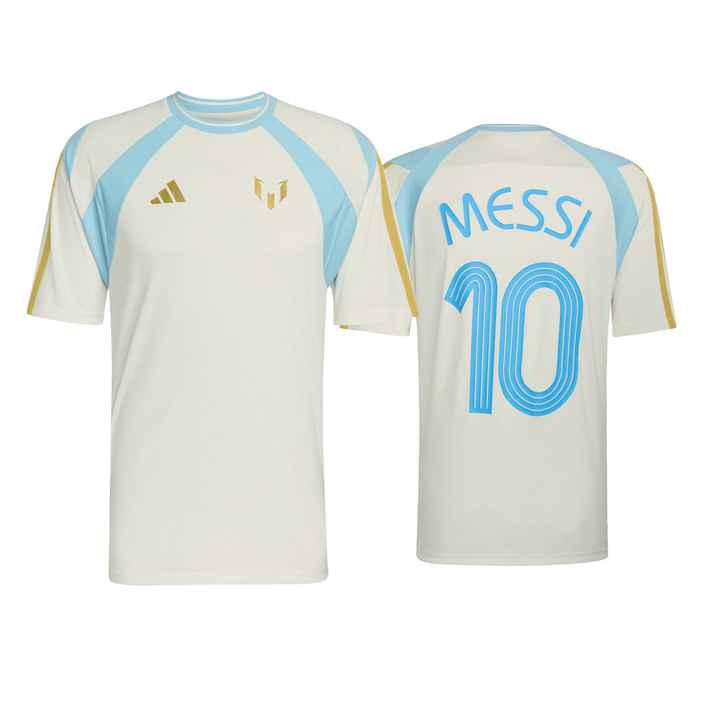 ADIDAS MESSI TRAINING TEE - OFF WHITE/ICE BLUE