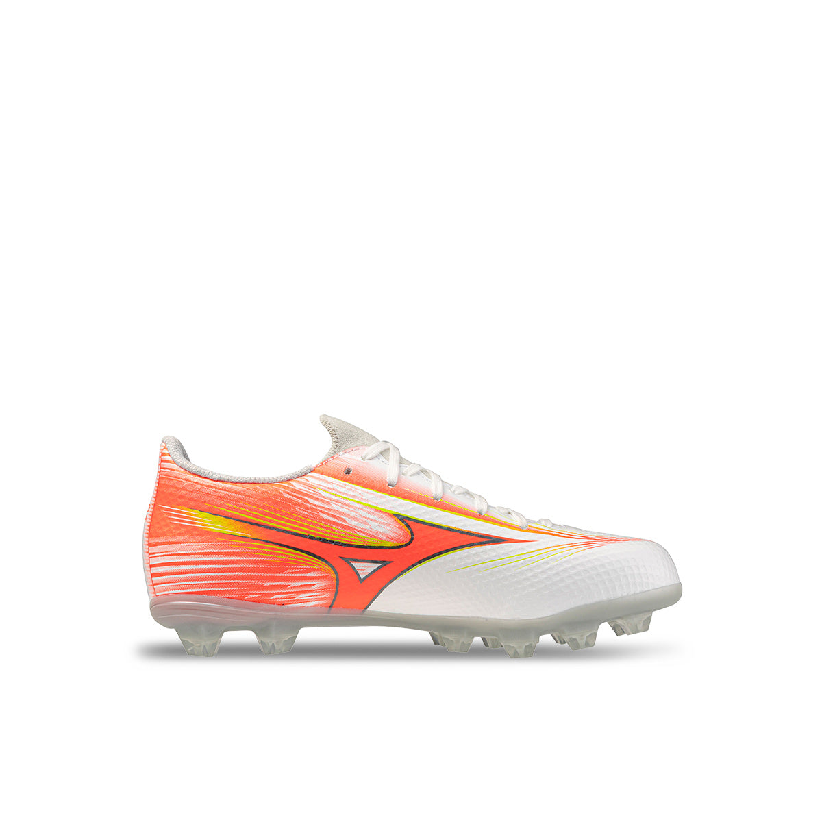 MIZUNO ALPHA III SELECT JR FG - WHITE/LAVA ORANGE/EVENING PRIMROSE