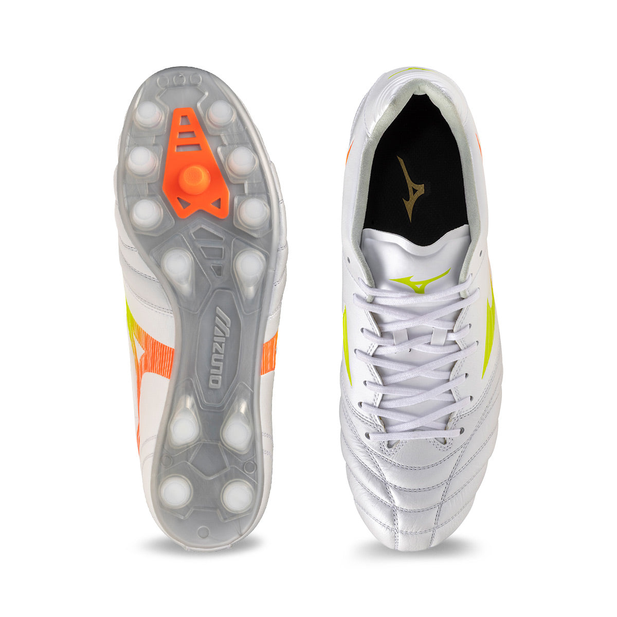 MIZUNO MONARCIDA NEO III WIDE ELITE FG - WHITE/EVENING PRIMROSE/LAVA ORANGE