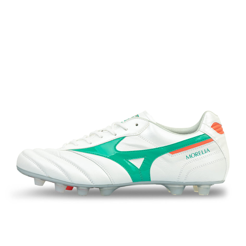 MIZUNO MORELIA II ELITE FG - WHITE/ARCADIA/LAVA ORANGE