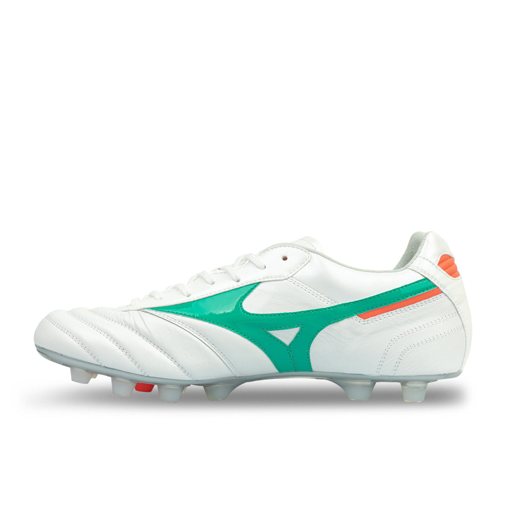 MIZUNO MORELIA II ELITE FG - WHITE/ARCADIA/LAVA ORANGE