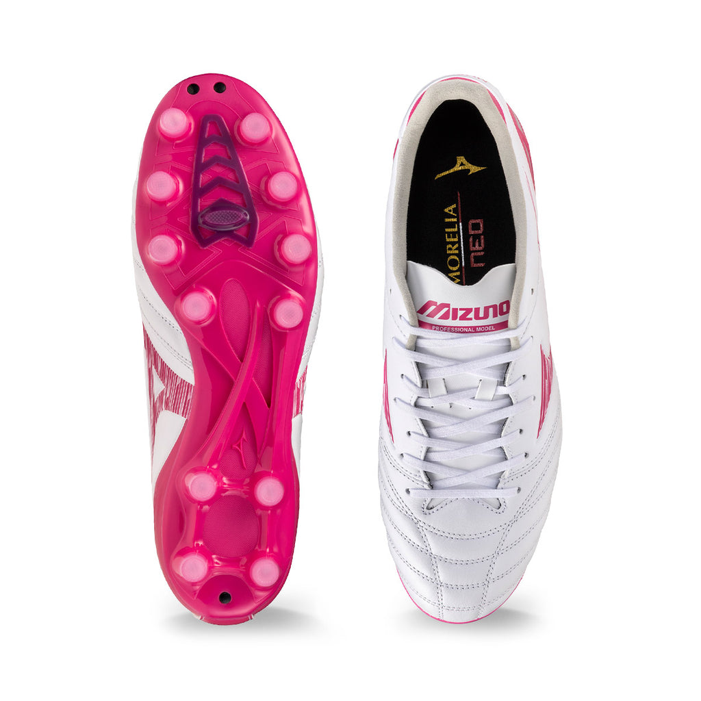 MIZUNO MORELIA NEO IV PRO FG - WHITE/PINK TETRA/FUCHSIA PURPLE