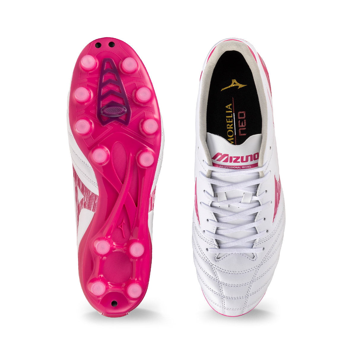MIZUNO MORELIA NEO IV PRO FG - WHITE/PINK TETRA/FUCHSIA PURPLE