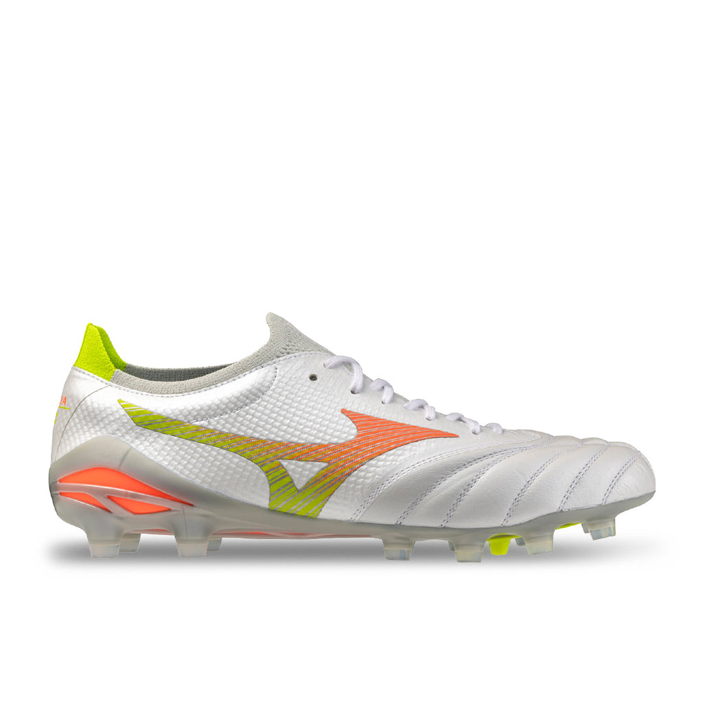 MIZUNO MORELIA NEO V BETA ELITE FG - WHITE/EVENING PRIMROSE/LAVA ORANGE