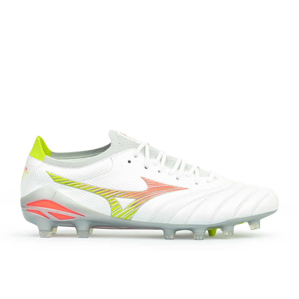 MIZUNO MORELIA NEO V BETA JAPAN FG - WHITE/EVENING PRIMROSE/LAVA ORANGE